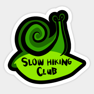 Green Snail on a Leaf "Slow Hiking Club" Sticker